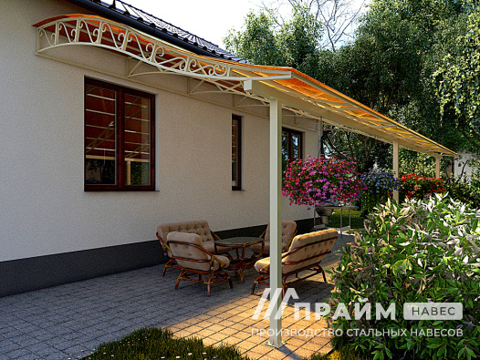 Навес веранда к дому из металлопрофиля №13 - фото 829