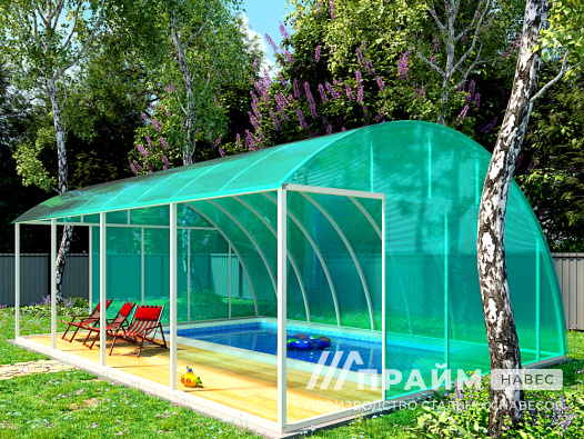 Навес над бассейном из поликарбоната №3 - фото 412