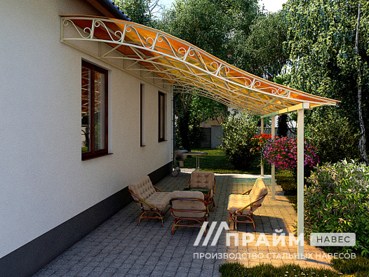 Навес веранда к дому из металлопрофиля №13 - фото 828