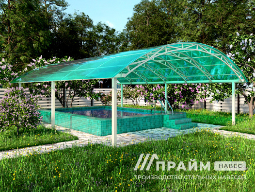 Навес для бассейна из поликарбоната №1 - фото 410