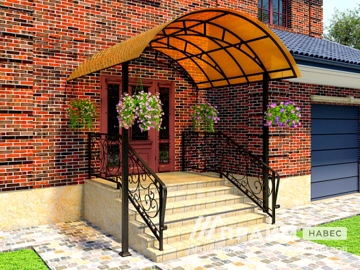 Навес над входом в частный дом №11 - фото 489